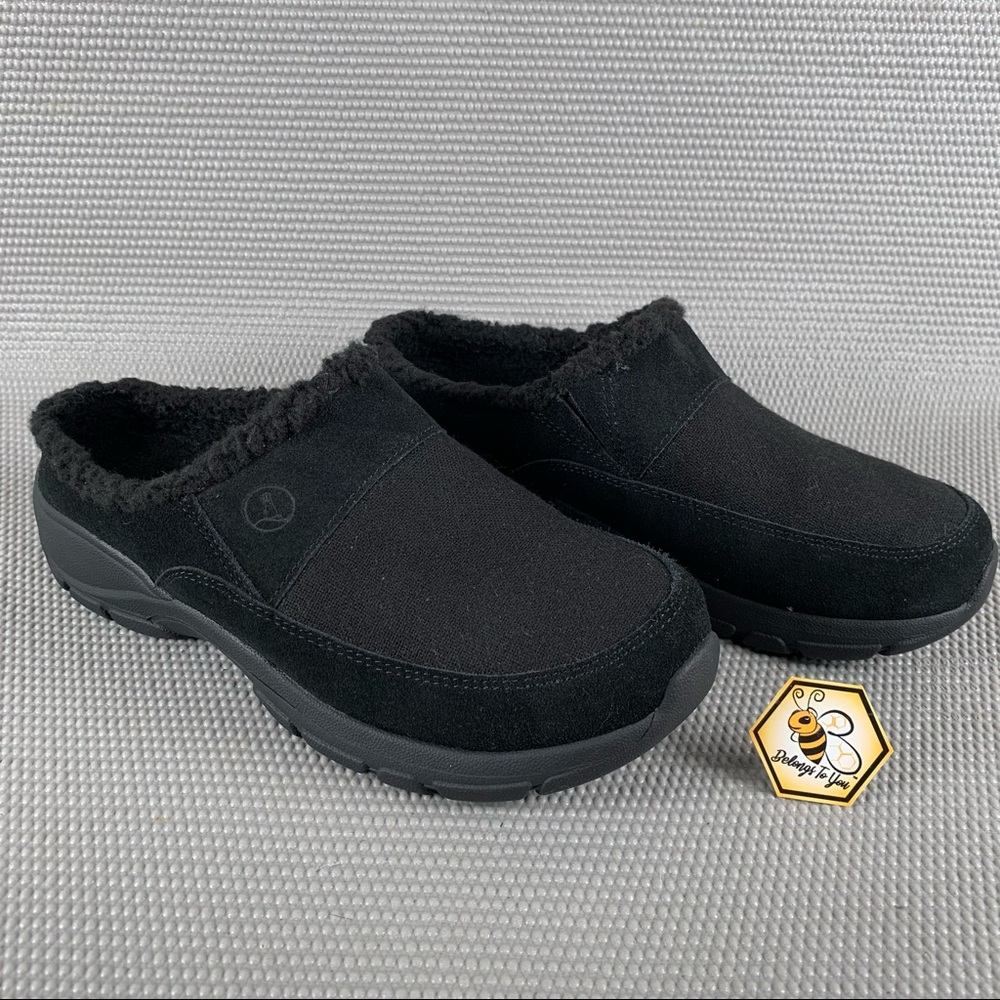Land’ End All Weather Black Suede Slip On Mules/Clogs Women’s 8D